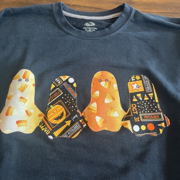 UPCYCLED Halloween Ghost Crewneck Sweatshirt FOTL Brand Fallcore Whimsy Fairy - Picture 2 of 7